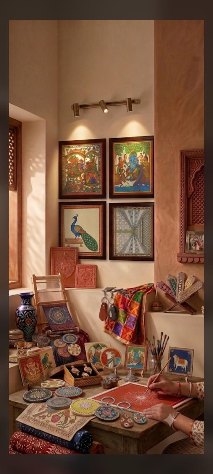 Hand-painted Indian art and crafts collection